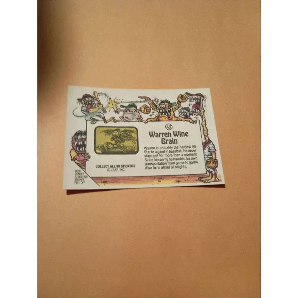 1988 Leaf Awesome All Stars Trading Card 43 Warren Wine Brain Baseball Parody